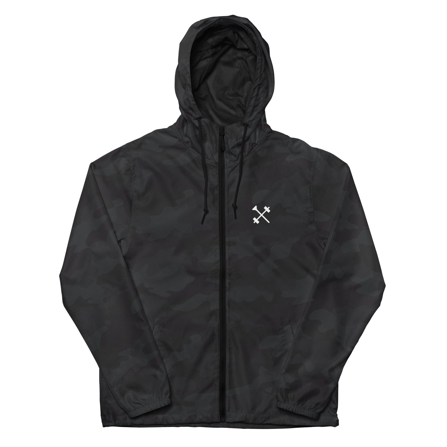 FitBirdie Lightweight Zip-Up Windbreaker Golf Jacket - Black Camo