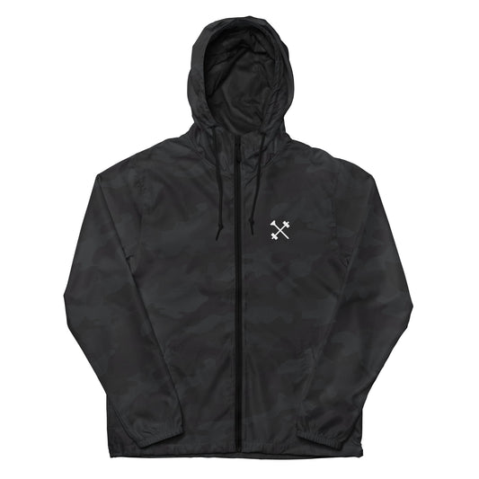 FitBirdie Lightweight Zip-Up Windbreaker Golf Jacket - Black Camo
