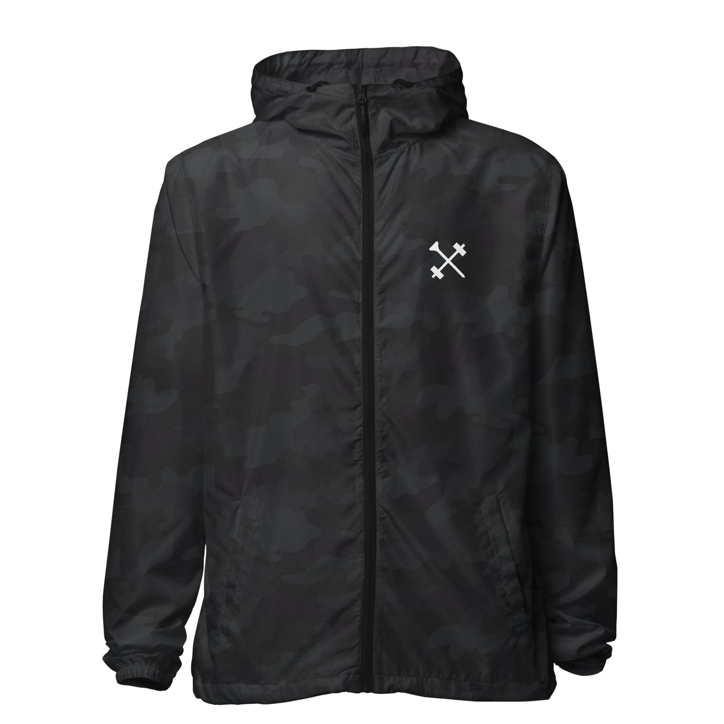 FitBirdie Lightweight Zip-Up Windbreaker Golf Jacket - Black Camo