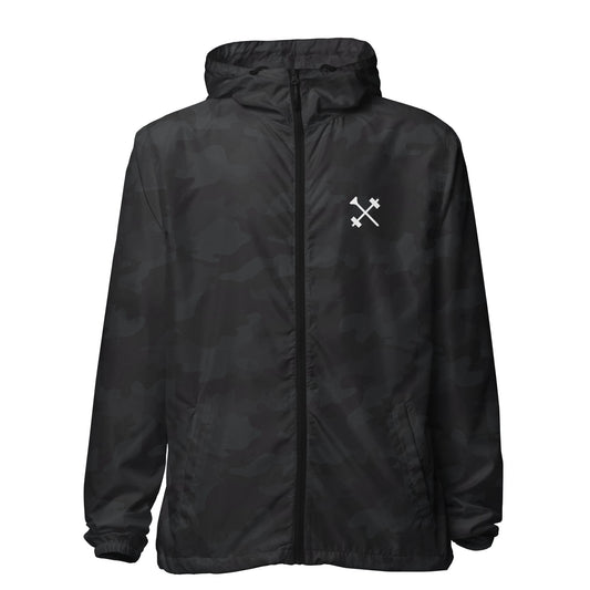 FitBirdie Lightweight Zip-Up Windbreaker Golf Jacket - Black Camo