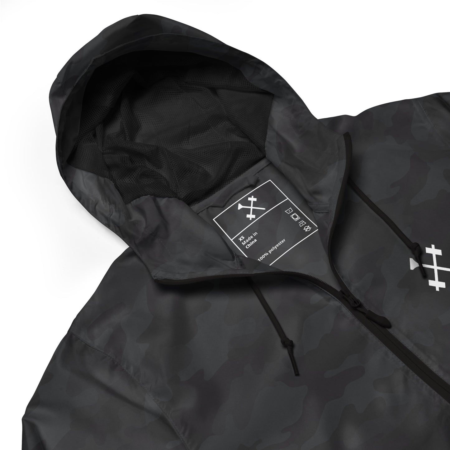 FitBirdie Lightweight Zip-Up Windbreaker Golf Jacket - Black Camo