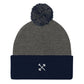 FitBirdie Winter Golf Pom-Pom Hat - Heather Grey + Navy